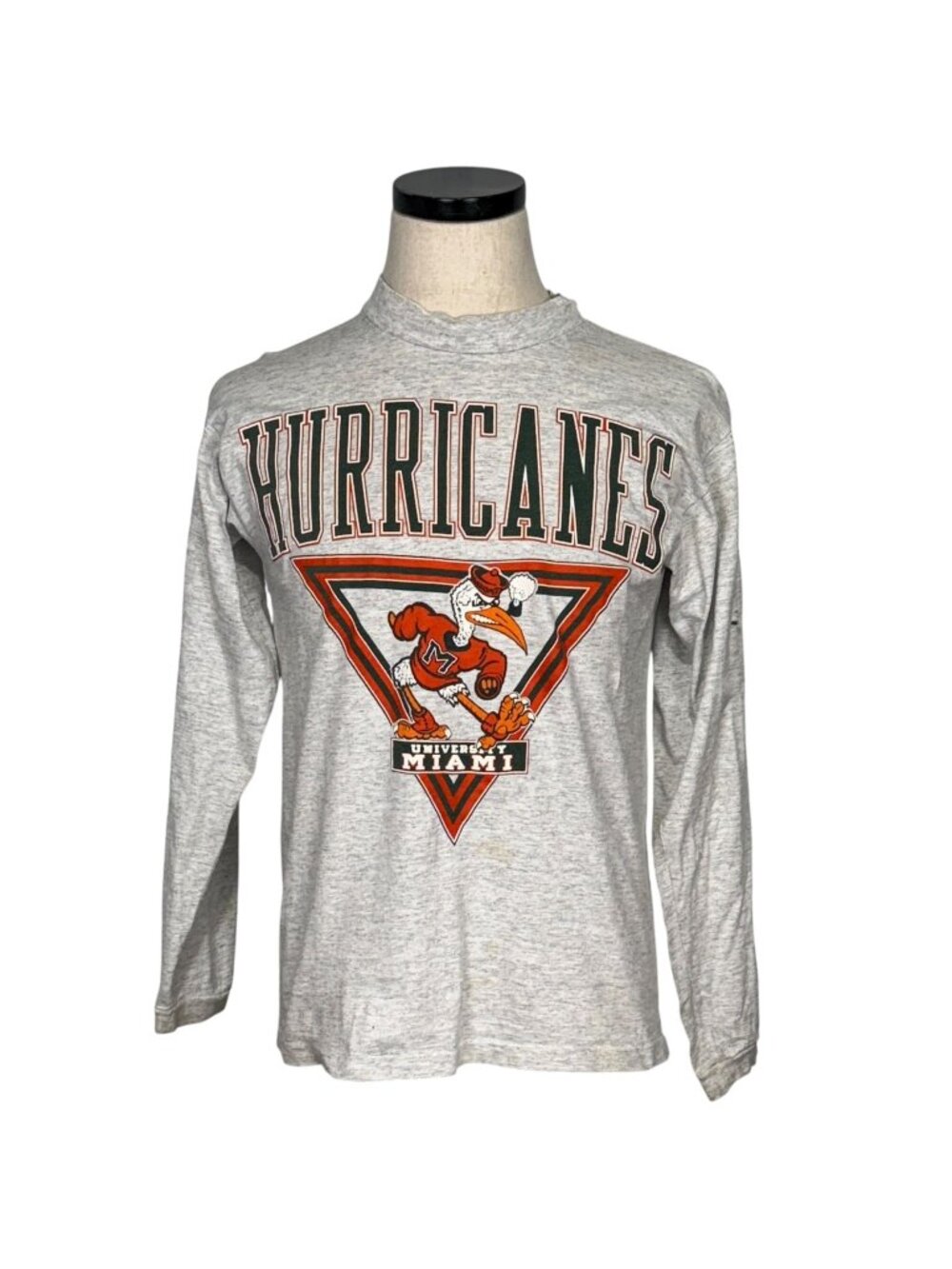 Vintage 90s Galt Sand University Of Miami Hurricanes Long Sleeve Graphic T-Shirt